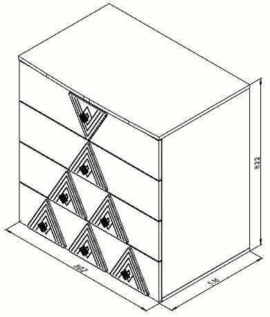 Комод с 5 ящиками (схема) Fmebel стандарт - FMEBEL